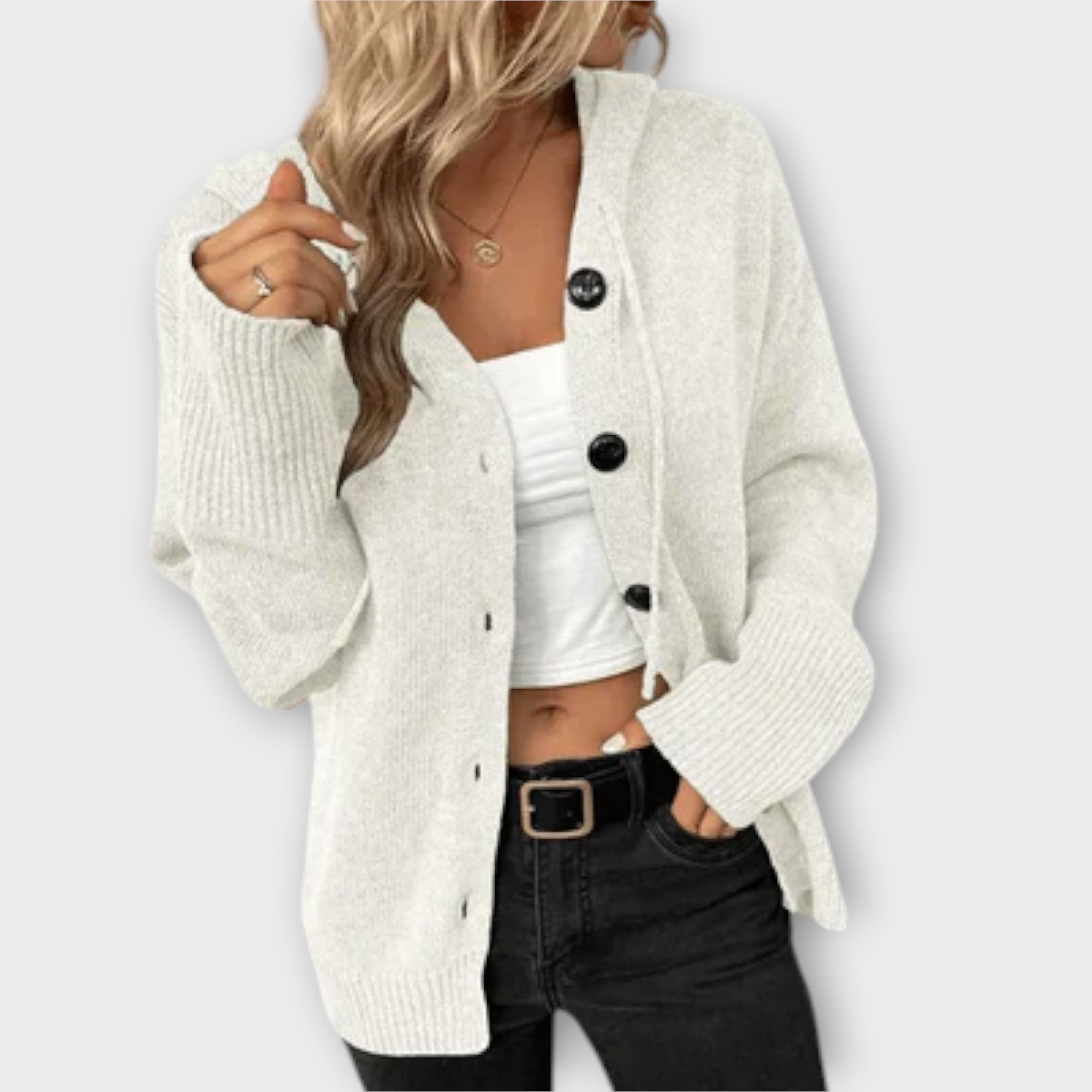Eline Cardigan de Punto con Botones Cálido para Mujer