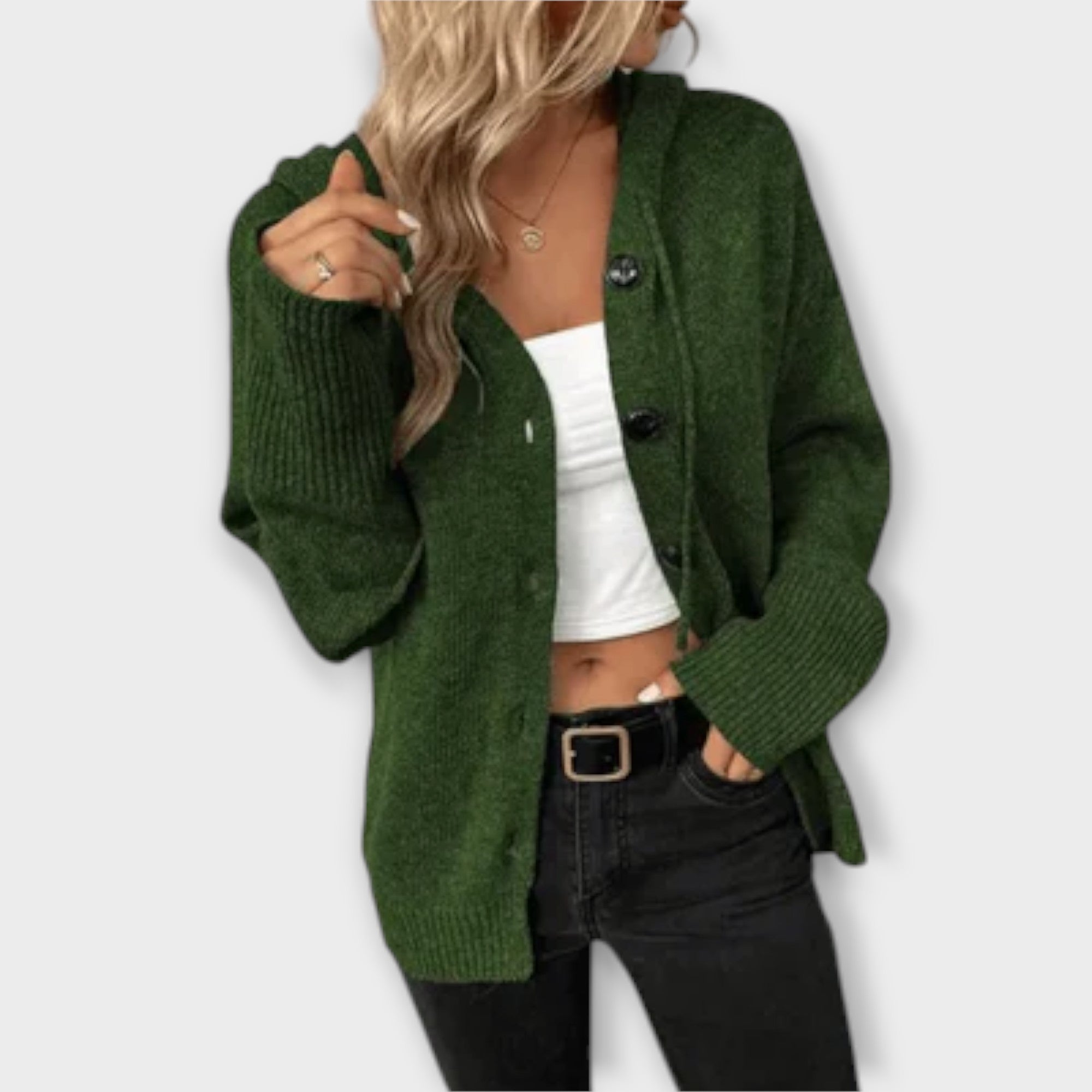 Eline Cardigan de Punto con Botones Cálido para Mujer