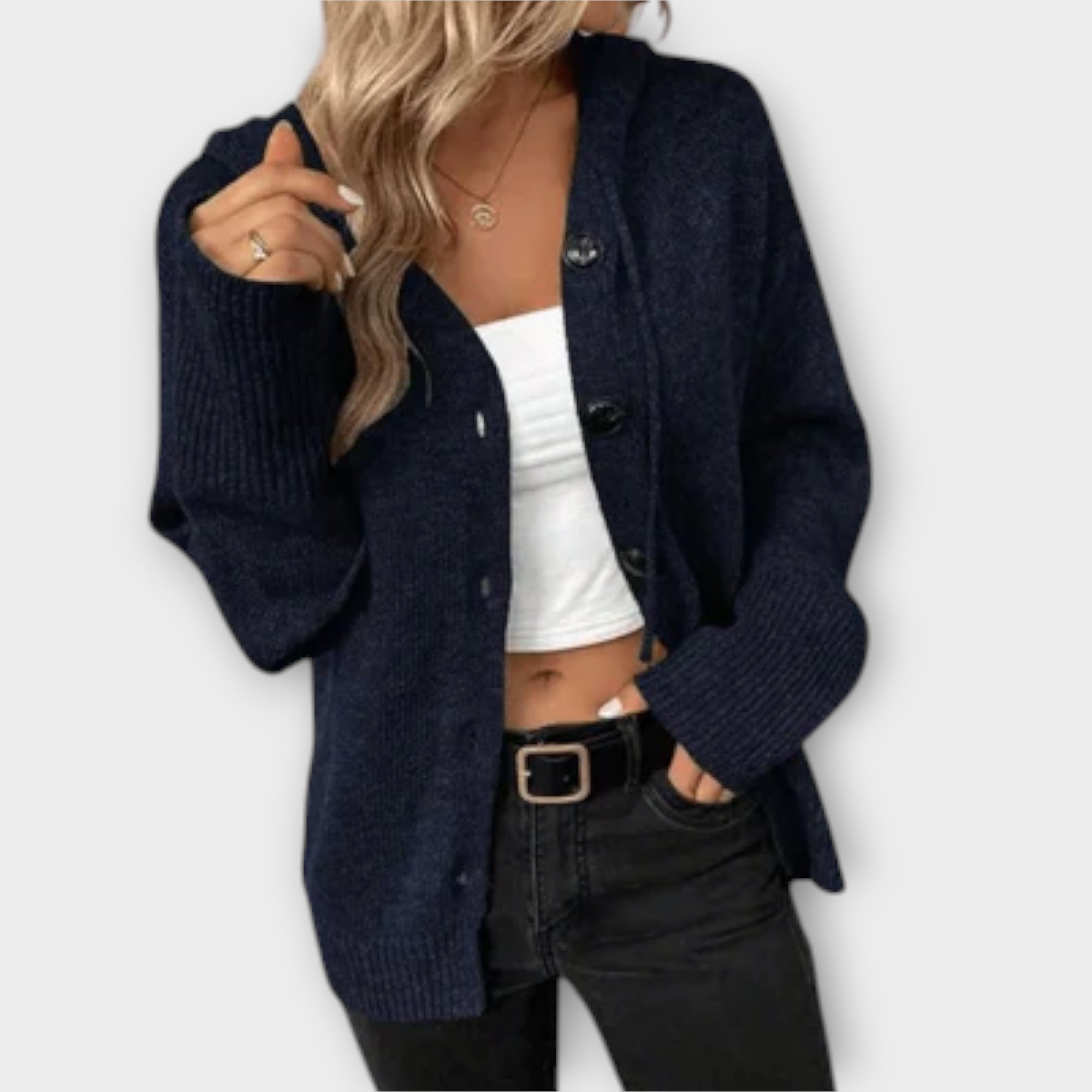 Eline Cardigan de Punto con Botones Cálido para Mujer