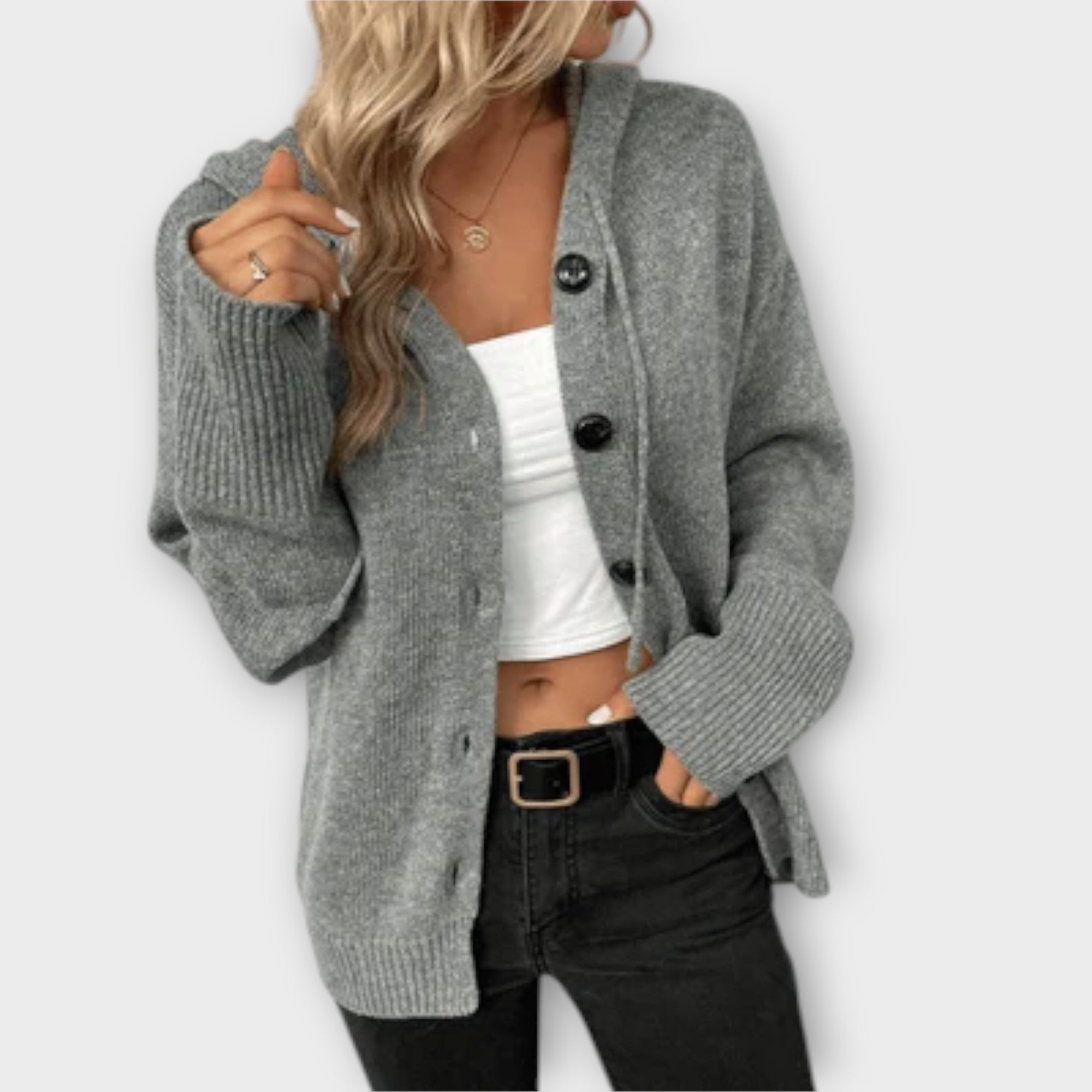 Eline Cardigan de Punto con Botones Cálido para Mujer