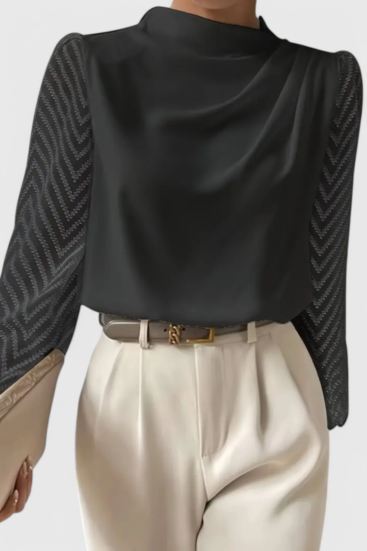 Zaraa Blusa Elegante De Manga Transparente Con Silueta Fluida