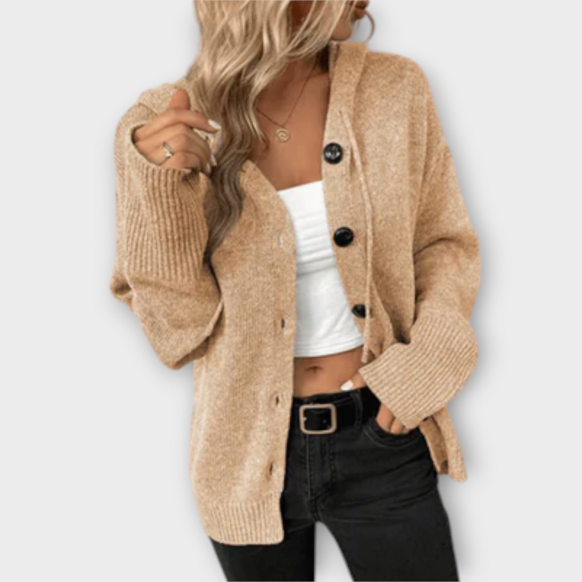 Eline Cardigan de Punto con Botones Cálido para Mujer