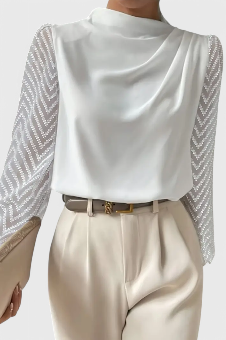 Zaraa Blusa Elegante De Manga Transparente Con Silueta Fluida