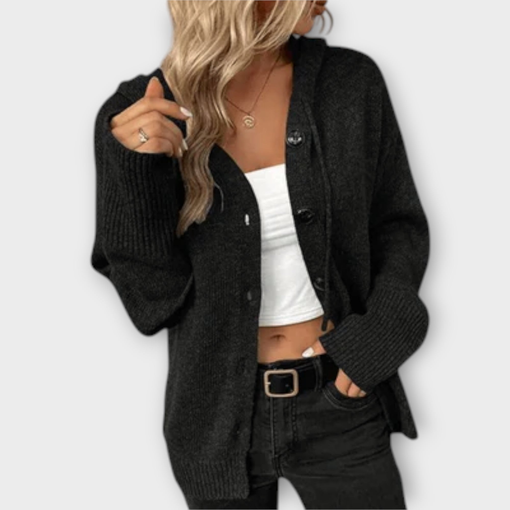Eline Cardigan de Punto con Botones Cálido para Mujer
