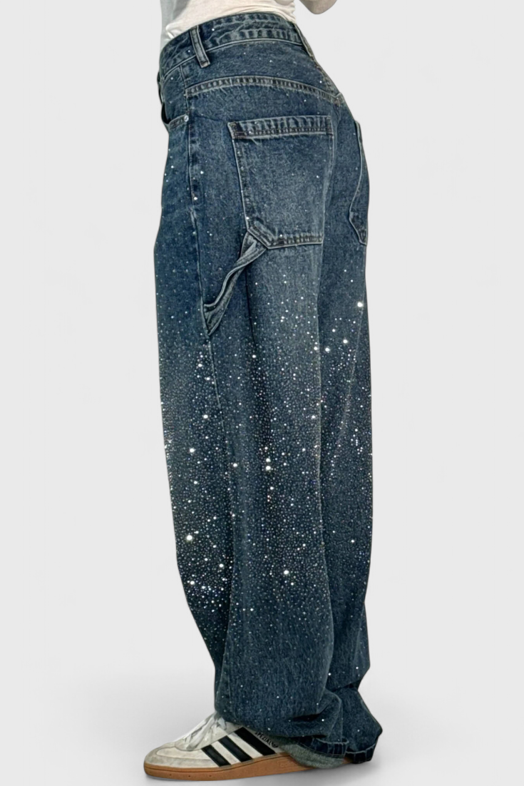 Dariya Jeans Cargo Balloon Brillo y Aplicaciones Pedrería