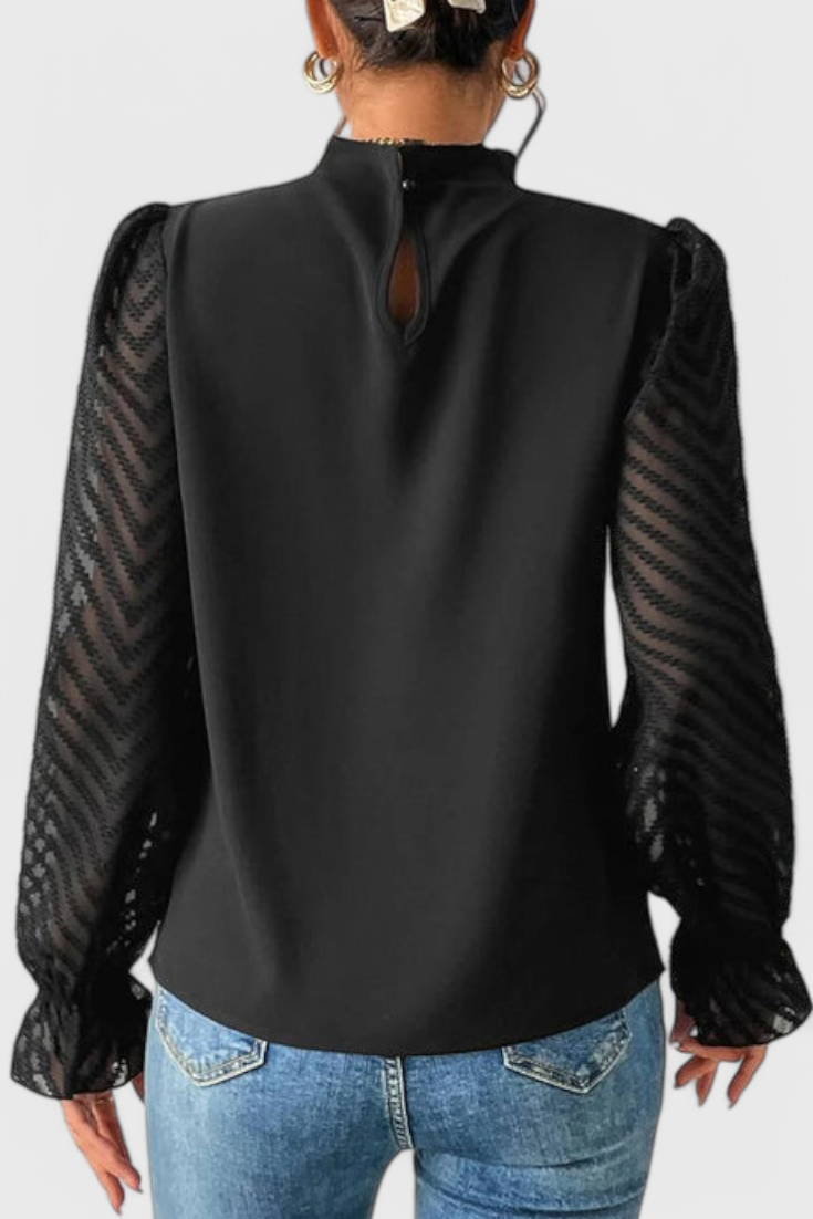 Helga Blusa Manga Larga Náutica Con Tejido Premium