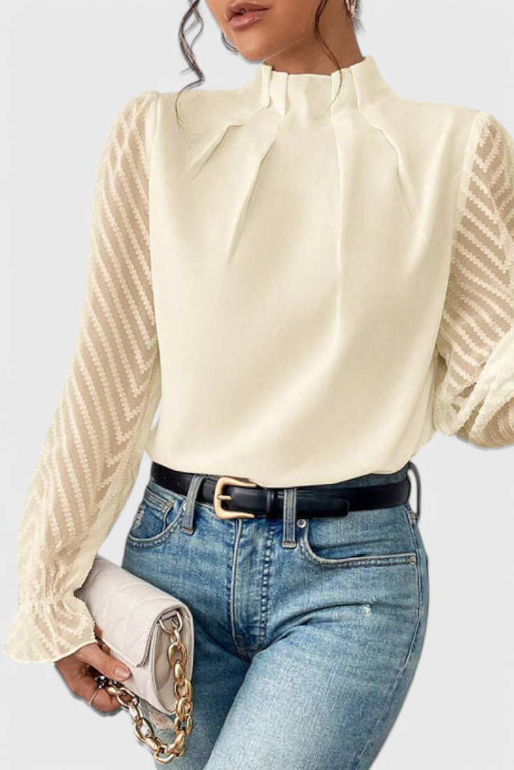 Helga Blusa Manga Larga Náutica Con Tejido Premium