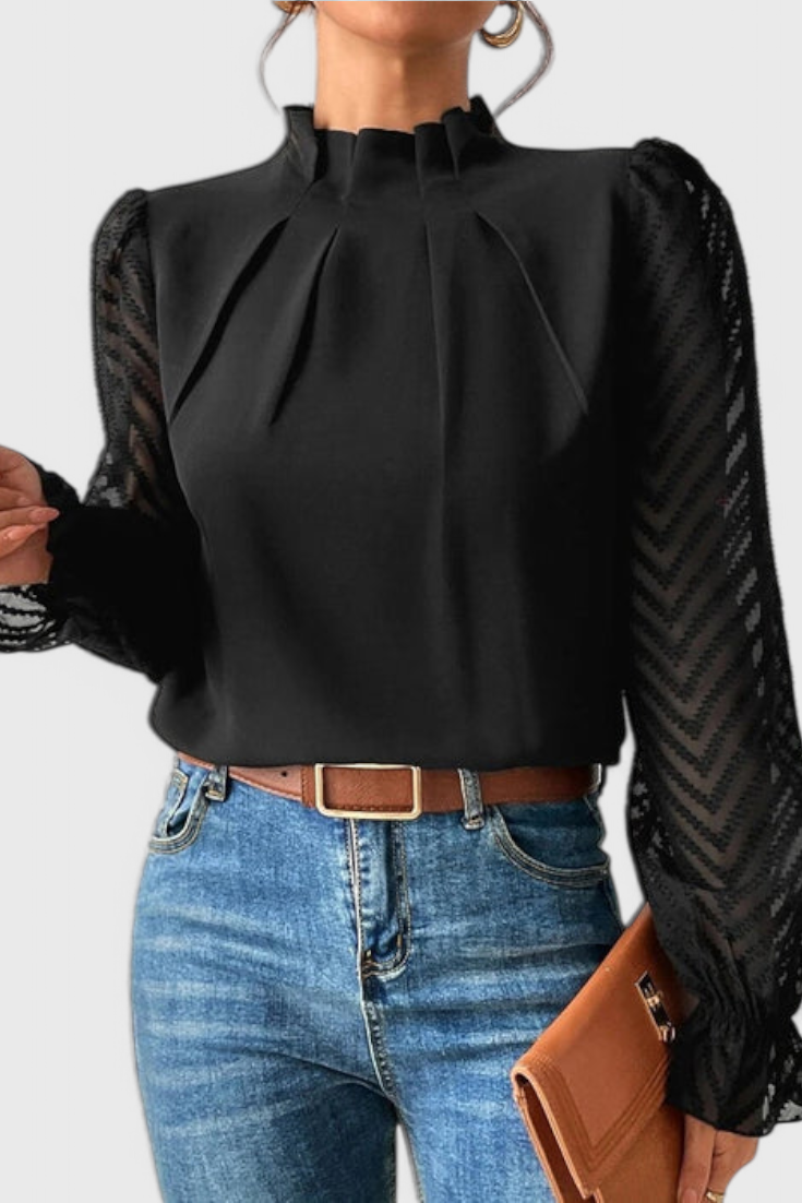 Helga Blusa Manga Larga Náutica Con Tejido Premium