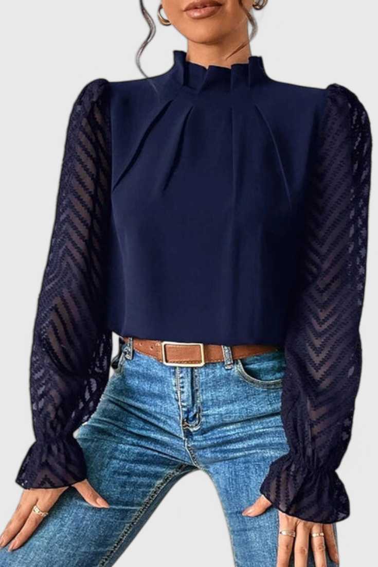 Helga Blusa Manga Larga Náutica Con Tejido Premium