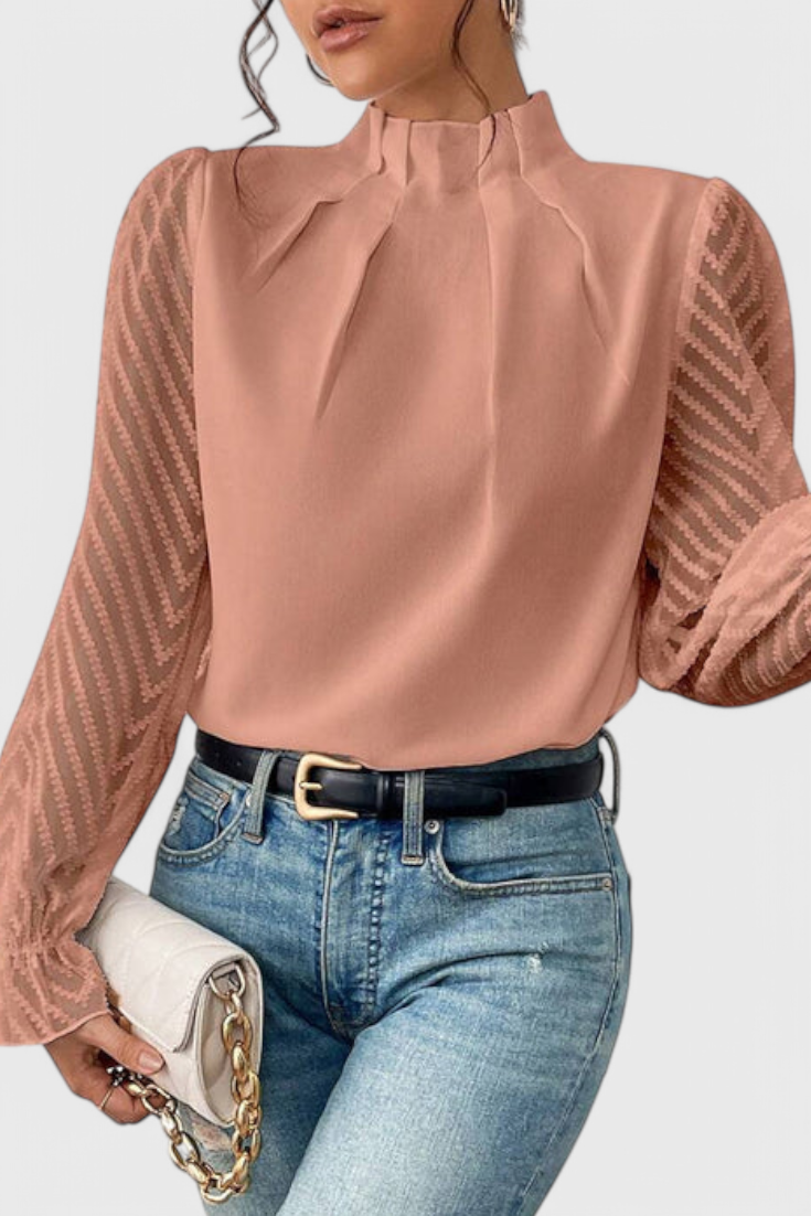 Helga Blusa Manga Larga Náutica Con Tejido Premium